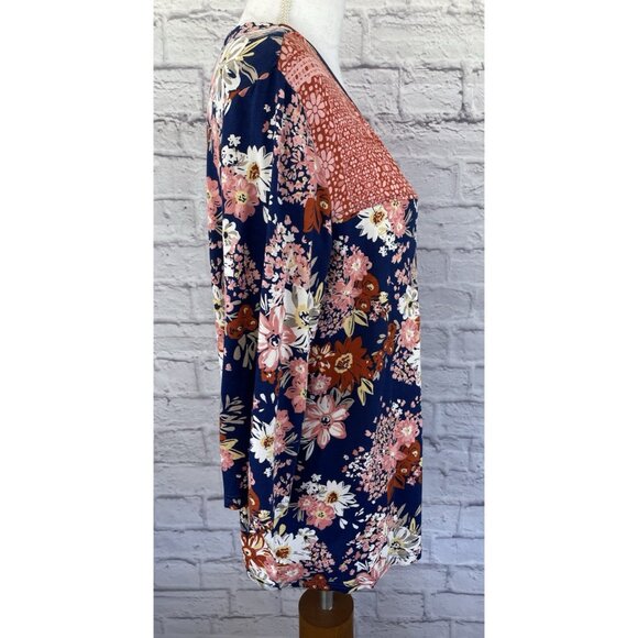 Blair Women's 3/4 Sleeve Multicolor Floral Blouse size Large - Picture 4 of 10